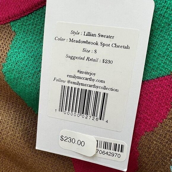 Emily McCarthy Lillian Sweater Womens Small Meadowbrook Spot Preppy Maximalism - Picture 7 of 8